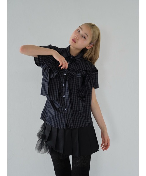 Uenui（ウニュイ）の「w ribbon check blouse（その他トップス・レディース・ネイビー・FREE）」の21枚目の写真