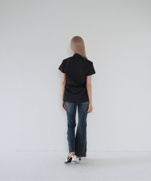 Uenui（ウニュイ）の「w ribbon check blouse（その他トップス・レディース・ネイビー・FREE）」の3枚目の写真