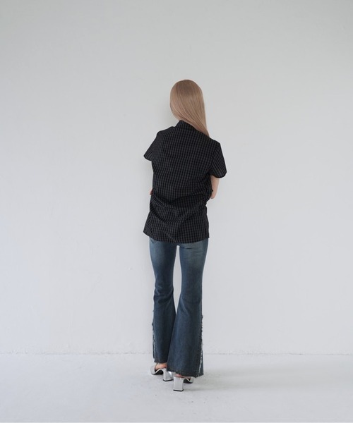 Uenui（ウニュイ）の「w ribbon check blouse（その他トップス・レディース・ネイビー・FREE）」の4枚目の写真