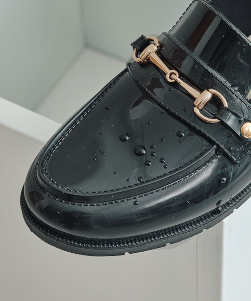 ORiental TRaffic（オリエンタルトラフィック）の「ビットモチーフPVC レイン ローファー  /R-1021 レインシューズ 雨の日 ローファー（レインシューズ・レディース・ブラック/ブラウン・40/38/39/41/42/35/36/37/34/43/33）」の11枚目の写真