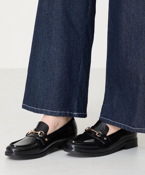 ORiental TRaffic（オリエンタルトラフィック）の「ビットモチーフPVC レイン ローファー  /R-1021 レインシューズ 雨の日 ローファー（レインシューズ・レディース・ブラック/ブラウン・40/38/39/41/42/35/36/37/34/43/33）」の12枚目の写真