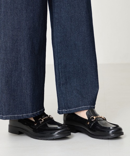 ORiental TRaffic（オリエンタルトラフィック）の「ビットモチーフPVC レイン ローファー  /R-1021 レインシューズ 雨の日 ローファー（レインシューズ・レディース・ブラック/ブラウン・40/38/39/41/42/35/36/37/34/43/33）」の13枚目の写真