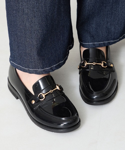 ORiental TRaffic（オリエンタルトラフィック）の「ビットモチーフPVC レイン ローファー  /R-1021 レインシューズ 雨の日 ローファー（レインシューズ・レディース・ブラック/ブラウン・40/38/39/41/42/35/36/37/34/43/33）」の14枚目の写真