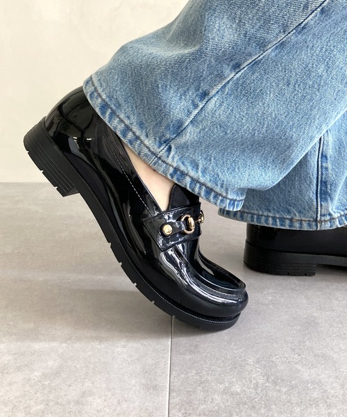 ORiental TRaffic（オリエンタルトラフィック）の「ビットモチーフPVC レイン ローファー  /R-1021 レインシューズ 雨の日 ローファー（レインシューズ・レディース・ブラック/ブラウン・40/38/39/41/42/35/36/37/34/43/33）」の6枚目の写真