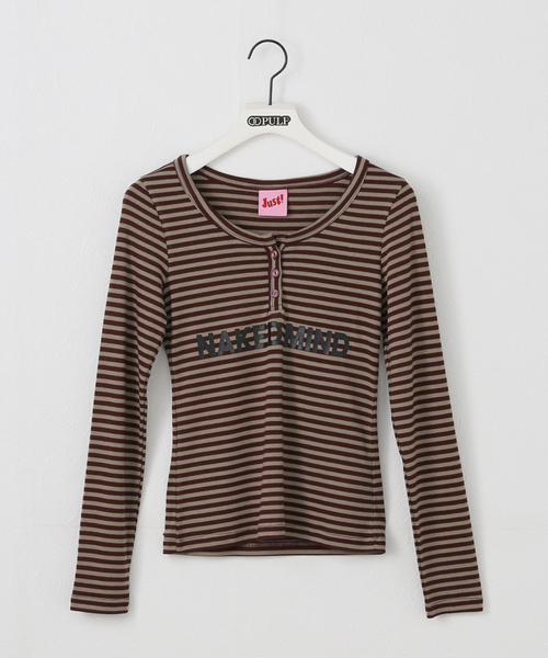PULP/417EDIFICE(パルプフォーワンセブンエディフィス)の「【Geek Office / ギークオフィス】Just / ジャスト HENLEY NECK TEE(Tシャツ/カットソー・レディース・ブラウン・FREE)」の1枚目の写真