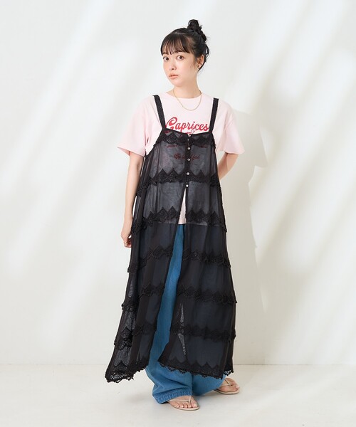 FREAK'S STORE(フリークスストア)の「インド 3D刺繍キャミワンピース/シアーレイヤードワンピース(ワンピース・レディース・ブラック/オフホワイト・フリ-)」の2枚目の写真