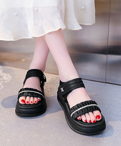 Miniministore（ミニミニストア）の「厚底サンダル レディースギャザーサンダル（サンダル・レディース・シルバー/ブラック/アイボリー・22.5cm/23.0cm/23.5cm/24.0cm/24.5cm）」の6枚目の写真
