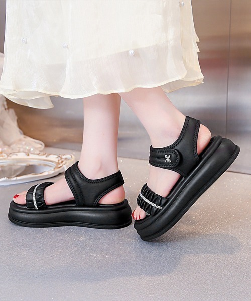 Miniministore（ミニミニストア）の「厚底サンダル レディースギャザーサンダル（サンダル・レディース・シルバー/ブラック/アイボリー・22.5cm/23.0cm/23.5cm/24.0cm/24.5cm）」の7枚目の写真