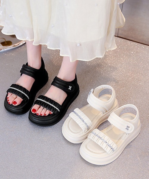 Miniministore（ミニミニストア）の「厚底サンダル レディースギャザーサンダル（サンダル・レディース・シルバー/ブラック/アイボリー・22.5cm/23.0cm/23.5cm/24.0cm/24.5cm）」の8枚目の写真