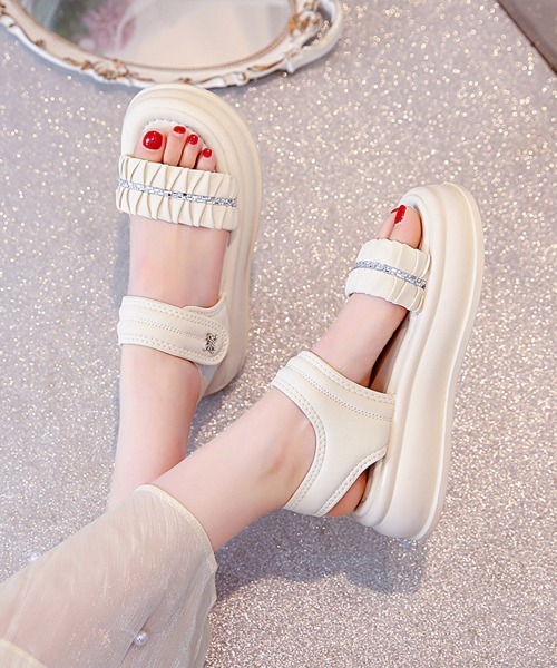 Miniministore（ミニミニストア）の「厚底サンダル レディースギャザーサンダル（サンダル・レディース・シルバー/ブラック/アイボリー・22.5cm/23.0cm/23.5cm/24.0cm/24.5cm）」の10枚目の写真