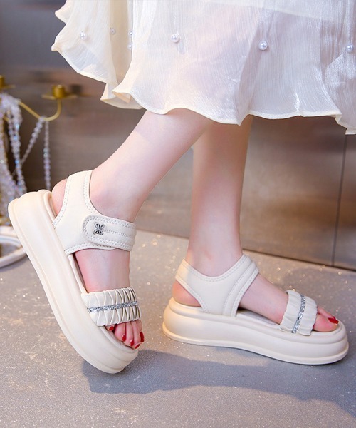 Miniministore（ミニミニストア）の「厚底サンダル レディースギャザーサンダル（サンダル・レディース・シルバー/ブラック/アイボリー・22.5cm/23.0cm/23.5cm/24.0cm/24.5cm）」の11枚目の写真