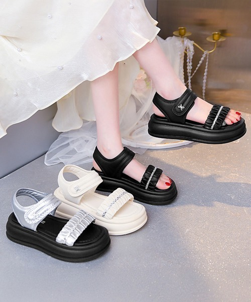 Miniministore（ミニミニストア）の「厚底サンダル レディースギャザーサンダル（サンダル・レディース・シルバー/ブラック/アイボリー・22.5cm/23.0cm/23.5cm/24.0cm/24.5cm）」の17枚目の写真