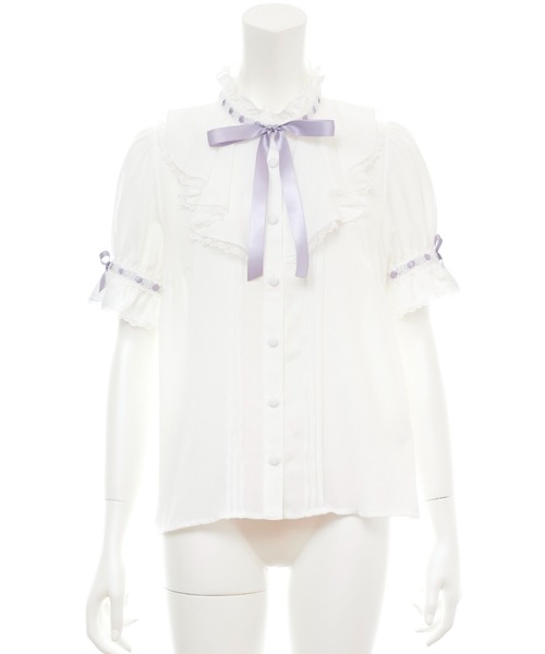 Secret Honey（シークレットハニー）の「はしごレースラッフルブラウス（シャツ/ブラウス・レディース・オフホワイト/グレー/ホワイト×ブラック・MEDIUM）」の13枚目の写真