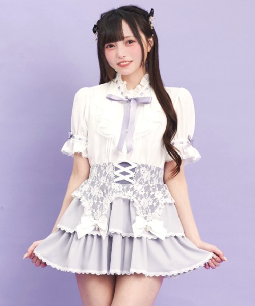 Secret Honey（シークレットハニー）の「はしごレースラッフルブラウス（シャツ/ブラウス・レディース・オフホワイト/グレー/ホワイト×ブラック・MEDIUM）」の10枚目の写真