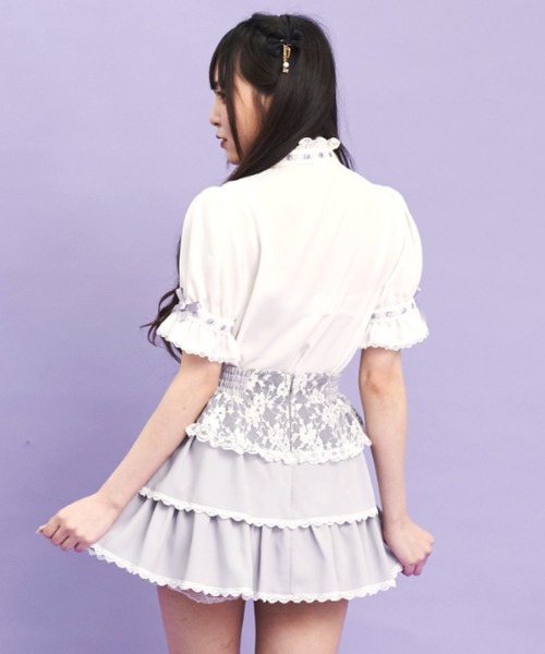 Secret Honey（シークレットハニー）の「はしごレースラッフルブラウス（シャツ/ブラウス・レディース・オフホワイト/グレー/ホワイト×ブラック・MEDIUM）」の11枚目の写真