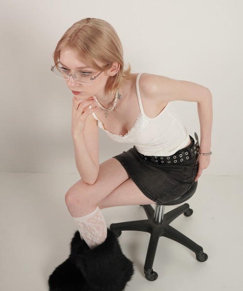 IMARI(イマリ)の「【 IMARI / イマリ 】 スクエア フレーム リムレス クリア メガネ(メガネ・レディース・ゴールド/シルバー・FREE)」の6枚目の写真