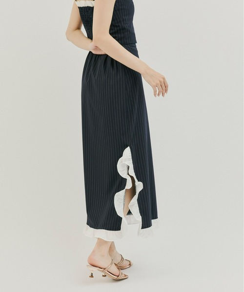 Olu.（オルドット）の「ストライプサイドフリルスカート[セットアップ可能]（スカート・レディース・グレー/ネイビー・0/1）」の10枚目の写真