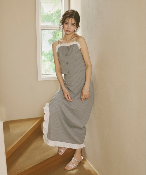 Olu.（オルドット）の「ストライプサイドフリルスカート[セットアップ可能]（スカート・レディース・グレー/ネイビー・0/1）」の5枚目の写真