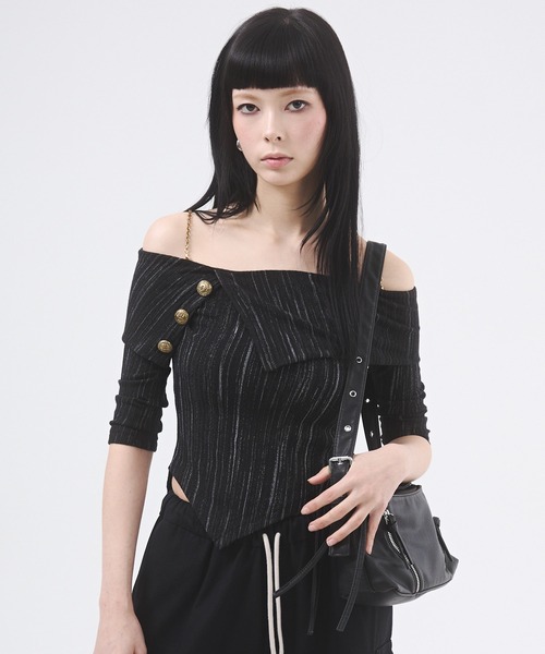 d.i.a.(ダイヤ)の「オフショルニットソートップス(Tシャツ/カットソー・レディース・ブラウン/ホワイト/ブラック・FREE)」の20枚目の写真