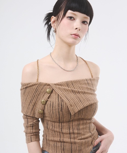 d.i.a.(ダイヤ)の「オフショルニットソートップス(Tシャツ/カットソー・レディース・ブラウン/ホワイト/ブラック・FREE)」の12枚目の写真