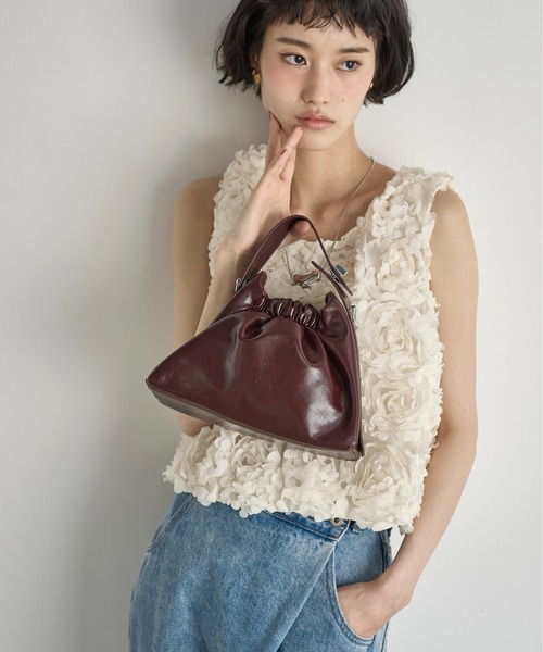 YANYAN ブラウンレザー ハンドバッグ ブラウン レザー 編み込み ハンドバッグ | Baginning