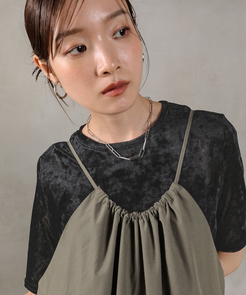 en CAnAF(エンカナフ)の「シアーベロア ハーフスリーブTシャツ(Tシャツ/カットソー・レディース・ブラウン/グレー/アイボリー/ブラック・M)」の15枚目の写真
