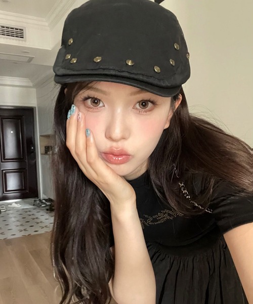 HALEY PESCA(ヘーリーペスカ)の「HALEY PESCA/スタッズ付きハンチング帽(ハンチング/ベレー帽・レディース・グレー/ブラウン・FREE)」の3枚目の写真