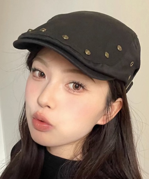 HALEY PESCA(ヘーリーペスカ)の「HALEY PESCA/スタッズ付きハンチング帽(ハンチング/ベレー帽・レディース・グレー/ブラウン・FREE)」の4枚目の写真