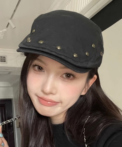 HALEY PESCA(ヘーリーペスカ)の「HALEY PESCA/スタッズ付きハンチング帽(ハンチング/ベレー帽・レディース・グレー/ブラウン・FREE)」の6枚目の写真