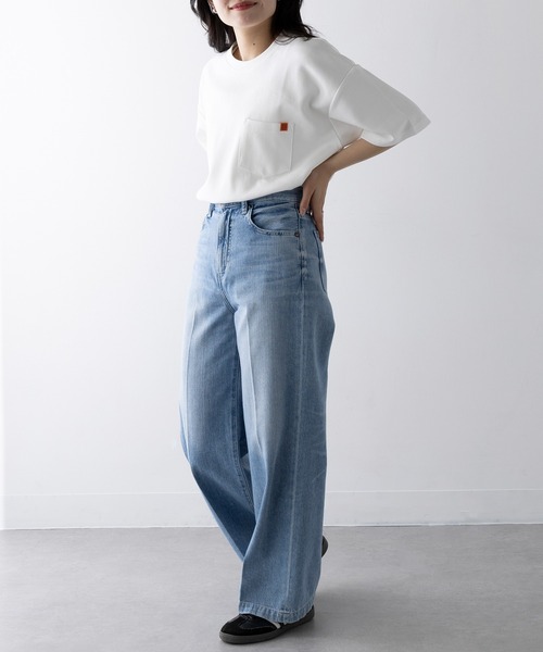 UNIVERSAL OVERALL（ユニバーサルオーバーオール）の「【UNIVERSAL OVERALL】PONTE POCKET TEE U2413211-B（Tシャツ/カットソー・レディース・ホワイト/ブラック/オートミール・S/XL/M/L）」の15枚目の写真