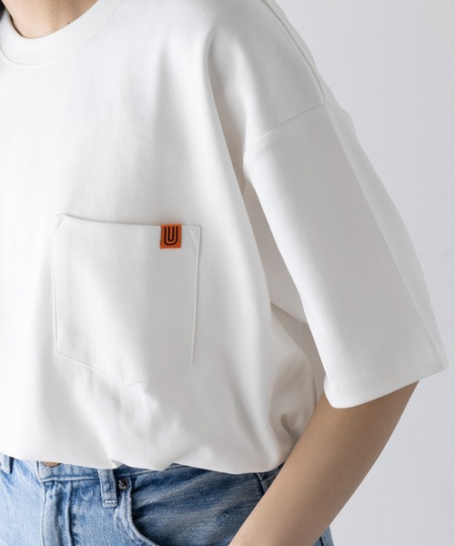 UNIVERSAL OVERALL（ユニバーサルオーバーオール）の「【UNIVERSAL OVERALL】PONTE POCKET TEE U2413211-B（Tシャツ/カットソー・レディース・ホワイト/ブラック/オートミール・S/XL/M/L）」の9枚目の写真