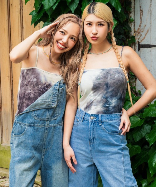 anap mimpi（アナップミンピ）の「カップ付き タイダイ柄 キャミソール（キャミソール・レディース・ネイビー/ベージュ・FREE）」の11枚目の写真