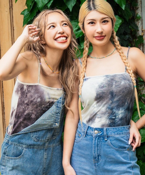 anap mimpi（アナップミンピ）の「カップ付き タイダイ柄 キャミソール（キャミソール・レディース・ネイビー/ベージュ・FREE）」の10枚目の写真