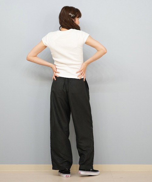 X-girl（エックスガール）の「X-GIRL/エックスガール ショート丈Tシャツ 105242011041（Tシャツ/カットソー・レディース・ホワイト×レッド/ホワイト×ブラック/ブラック×パープル・M/S）」の6枚目の写真