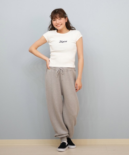 【新品】X-Girl　エックスガール　ショート丈スウェット　グレー X-GIRL/エックスガール ショート丈Tシャツ 105242011041（T