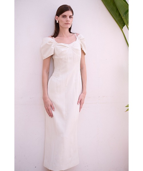 Estella.K(エステラケー)の「Margo Bloom Dress オフショルタックスリーブドレス(ワンピース・レディース・インディゴブルー/ホワイト/ブラック・FREE)」の14枚目の写真