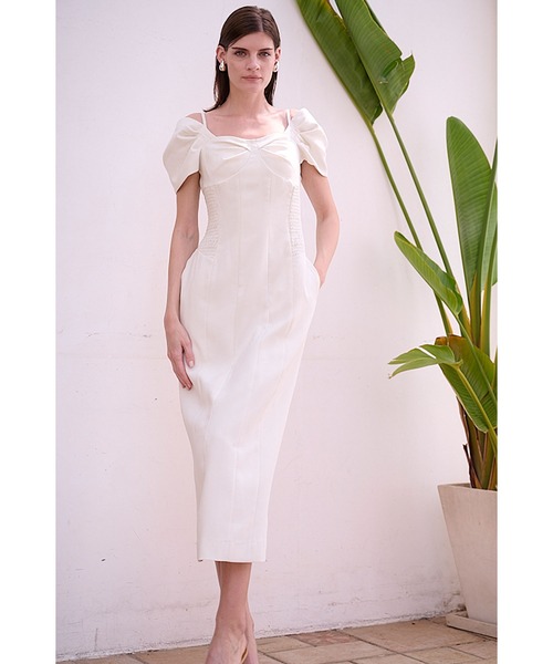 Estella.K(エステラケー)の「Margo Bloom Dress オフショルタックスリーブドレス(ワンピース・レディース・インディゴブルー/ホワイト/ブラック・FREE)」の13枚目の写真