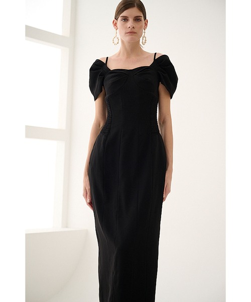 Estella.K(エステラケー)の「Margo Bloom Dress オフショルタックスリーブドレス(ワンピース・レディース・インディゴブルー/ホワイト/ブラック・FREE)」の11枚目の写真