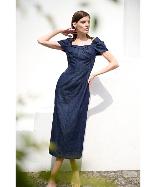 Estella.K(エステラケー)の「Margo Bloom Dress オフショルタックスリーブドレス(ワンピース・レディース・インディゴブルー/ホワイト/ブラック・FREE)」の21枚目の写真