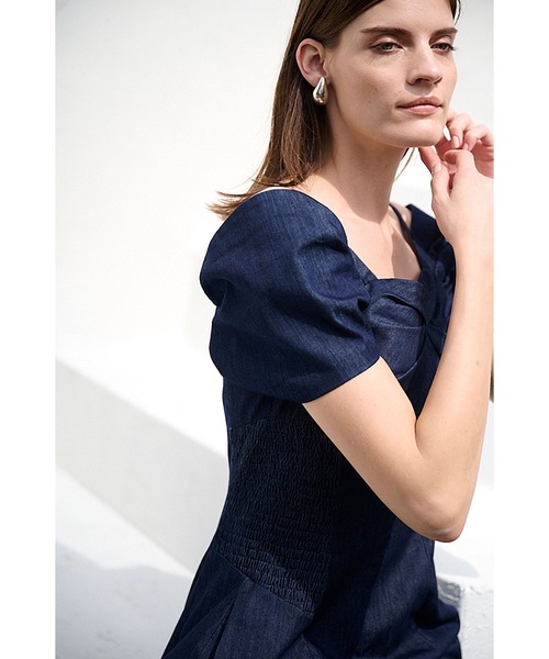 Estella.K(エステラケー)の「Margo Bloom Dress オフショルタックスリーブドレス(ワンピース・レディース・インディゴブルー/ホワイト/ブラック・FREE)」の19枚目の写真