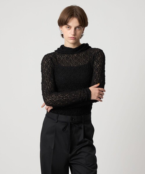 ASTRAET（アストラット）の「＜ASTRAET＞レース  フーデッドカットソー（パーカー・レディース・ブラック/オフホワイト・FREE）」の10枚目の写真