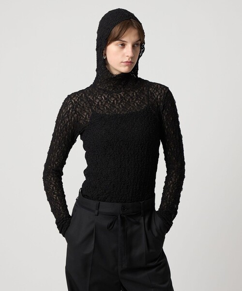 ASTRAET（アストラット）の「＜ASTRAET＞レース  フーデッドカットソー（パーカー・レディース・ブラック/オフホワイト・FREE）」の13枚目の写真