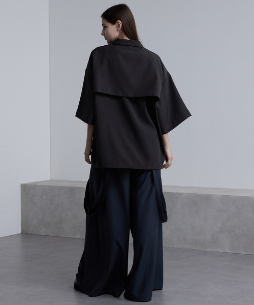 cussil（クシル）の「【cussil/クシル】ドレープオーバーサイズマルチギミックハーフジップ半袖シャツ（シャツ/ブラウス・メンズ・ワインレッド/ホワイト/ブラック・L/M/S）」の18枚目の写真