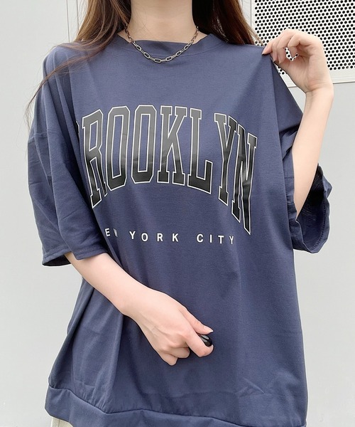 Nana（ナナ）の「カレッジロゴオーバーサイズTシャツ（Tシャツ/カットソー・レディース・ネイビー・FREE）」の5枚目の写真