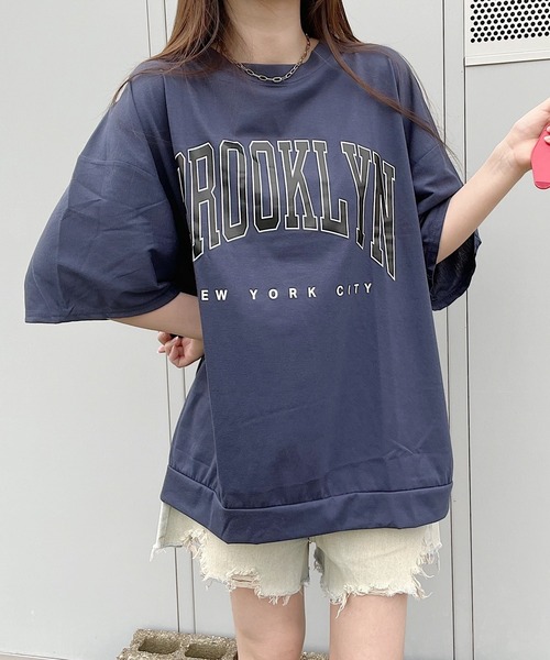 Nana（ナナ）の「カレッジロゴオーバーサイズTシャツ（Tシャツ/カットソー・レディース・ネイビー・FREE）」の6枚目の写真