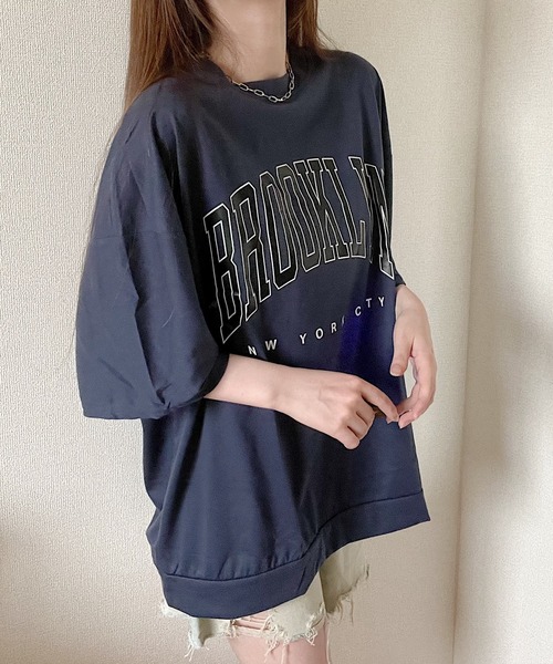 Nana（ナナ）の「カレッジロゴオーバーサイズTシャツ（Tシャツ/カットソー・レディース・ネイビー・FREE）」の7枚目の写真