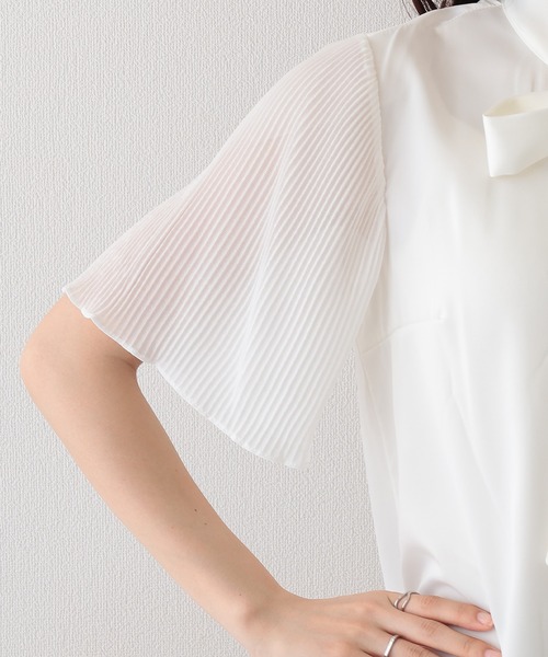 Lace Ladies(レースレディース)の「ボウタイ リボン プリーツ袖 半袖 ブラウス(シャツ/ブラウス・レディース・ホワイト・XL/M/S)」の11枚目の写真