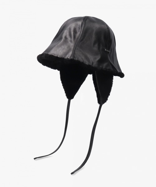 OVERRIDE（オーバーライド）の「OVERRIDE  FAKE LEATHER FLAPHAT SGP / オーバーライド（ハット・レディース・ブラウン/ブラック/ライトベージュ・58cm）」の5枚目の写真