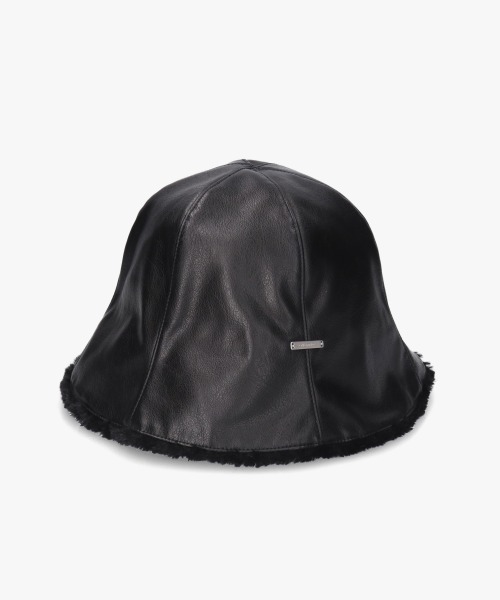 OVERRIDE（オーバーライド）の「OVERRIDE  FAKE LEATHER FLAPHAT SGP / オーバーライド（ハット・レディース・ブラウン/ブラック/ライトベージュ・58cm）」の6枚目の写真