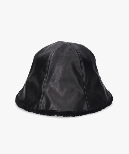 OVERRIDE（オーバーライド）の「OVERRIDE  FAKE LEATHER FLAPHAT SGP / オーバーライド（ハット・レディース・ブラウン/ブラック/ライトベージュ・58cm）」の7枚目の写真